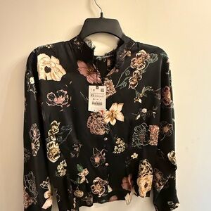 Zara Black Floral Blouse